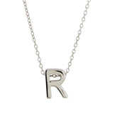 Charm Initial Letter R  925 Sterling Silver Necklace with Chain